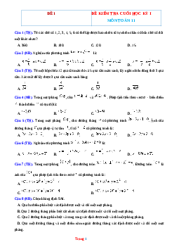 Bộ đề thi Toán 11 kì 1 năm 2021-2022 (có đáp án)