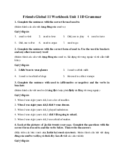 Giải tiếng anh 11 Workbook Unit 1 1D Grammar | Friends Global