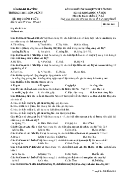 Đề thi thử THPT Quốc gia năm 2023 môn Địa lần 1 trường THPT Hồng Lĩnh, Hà Tĩnh