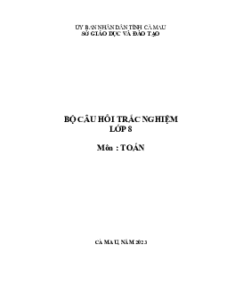 Bộ câu hỏi trắc nghiệm môn Toán 8