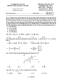 Đề giữa học kì 2 Toán 12 năm 2021 – 2022 trường chuyên Vị Thanh – Hậu Giang