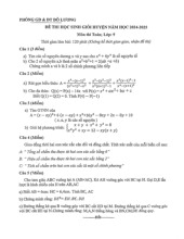 Đề học sinh giỏi huyện Toán 9 năm 2024 – 2025 phòng GD&ĐT Đô Lương – Nghệ An