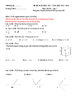 Đề thi học kì 1 môn Toán 7 năm 2023 - 2024 sách Chân trời sáng tạo - Đề 5
