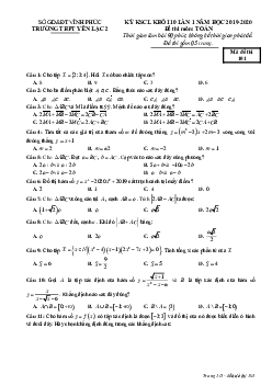 Đề KSCL Toán 10 lần 1 năm 2019 – 2020 trường THPT Yên Lạc 2 – Vĩnh Phúc