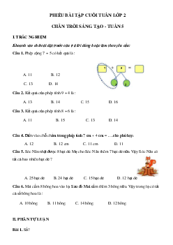 Phiếu bài tập cuối tuần Toán lớp 2| Chân trời sáng tạo - Tuần 5
