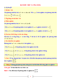 Tài liệu Toán 9 chủ đề hệ thức Vi-ét và ứng dụng