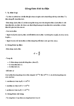 Công thức tính tụ điện