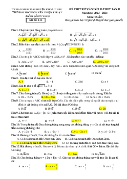 Đề thi thử Toán vào 10 lần 2 năm 2023 – 2024 trường THCS Nguyễn Thiện Thuật – Hưng Yên