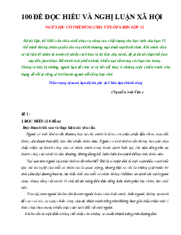 Bộ 100 đề đọc hiểu và nghị luận xã hội Ngữ văn 8 THCS (có đáp án)