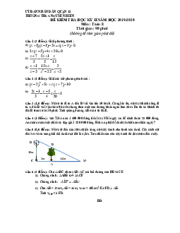 Đề kiểm tra học kỳ 2 Toán 8 năm 2019 – 2020 trường THCS Nguyễn Hiền – TP HCM