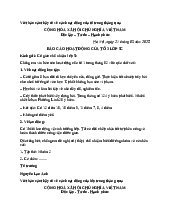 Báo cáo thầy cô về các hoạt động của tổ hoặc của lớp trong tháng qua | Tập làm văn 5 Kết nối tri thức