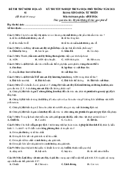 Đề thi thử theo cấu trúc Đề minh họa 2021 môn Sinh học có đáp án số 2