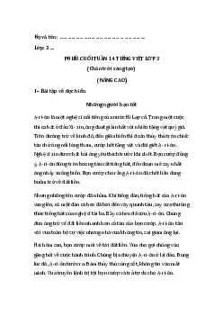 Bài tập cuối tuần Tiếng Việt lớp 3 Nâng cao Tuần 14 - Chân trời sáng tạo