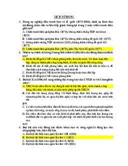 Trắc nghiệm ôn tập Lịch sử Đảng ( có đáp án)