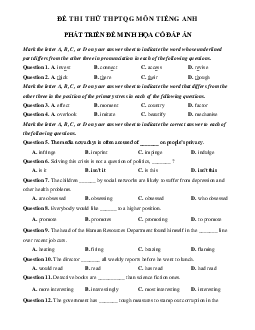 Đề thi thử THPT Quốc Gia 2023 môn Tiếng Anh - Đề 13 (có đáp án)