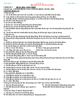 Bài tập trắc nghiệm vật lí lớp 10 cả năm