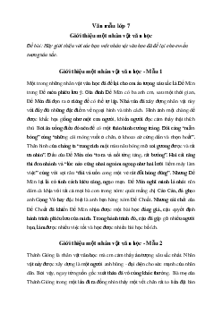 Hãy giới thiệu với các bạn một nhân vật văn học đã để lại cho em ấn tượng sâu sắc | Văn mẫu lớp 7 Chân trời sáng tạo