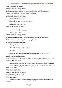 Chuyên đề các phép toán cộng trừ nhân chia số tự nhiên Toán 6 (có lời giải chi tiết)