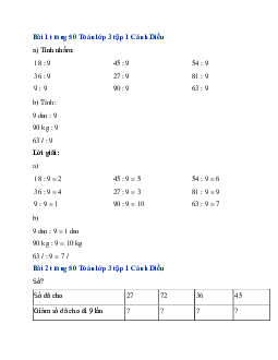 Giải SGK Toán lớp 3 trang 50, 51 Bảng chia 9 | Cánh Diều