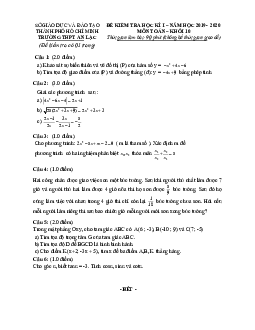Đề thi học kì 1 Toán 10 năm 2019 – 2020 trường THPT An Lạc – TP HCM