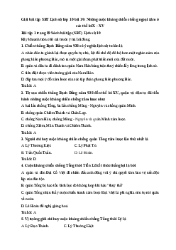 Giải bài tập SBT Lịch sử lớp 10 bài 19: Những cuộc kháng chiến chống ngoại xâm ở các thế kỉ X - XV