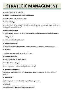 Câu hỏi trắc nghiệm ôn tập môn Quản trị chiến lược bằng tiếng Anh có đáp án