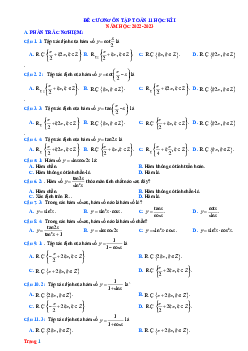 Đề cương ôn tập Toán 11 học kỳ 1 năm 2022-2023
