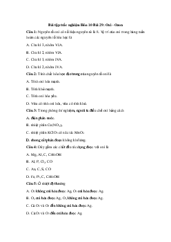 Trắc nghiệm Hóa học 10 bài 29: Oxi - Ozon
