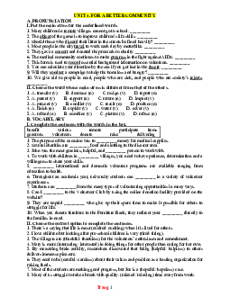 Bài tập thực hành Tiếng Anh 10 Global success Unit 4 for a better community (có đáp án)