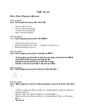 Câu hỏi trắc nghiệm phần Tổng quan SQL Server môn Cơ sở dữ liệu và giải thuật  | Trường đại học kinh doanh và công nghệ Hà Nội