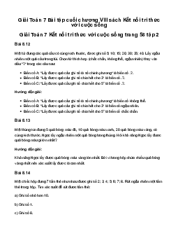 Giải Toán 7 Bài tập cuối chương VIII - Kết nối tri thức với cuộc sống
