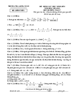 Đề khảo sát HSG Toán 7 năm 2022 – 2023 trường THCS Đồng Xuân – Vĩnh Phúc