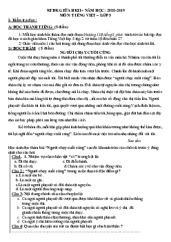 Đề thi giữa học kì 2 môn Tiếng Việt lớp 5 năm 2018-2019