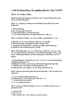 Đề thi giữa kì 2 Hoạt động trải nghiệm 7 | Kết nối tri thức năm 2024