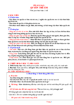 Giáo án GDCD 6 Bài 12: Quyền trẻ em | Cánh diều