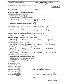 Đề kiểm tra Đại số và Giải tích 11 chương 1 (Lượng giác) trường THPT Phan Châu Trinh – Quảng Nam
