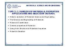 Bài giảng Families of materials, properties applications and selection criteria môn Nghiên cứu khoa học | Trường Đại học Sư phạm - Đại học Huế