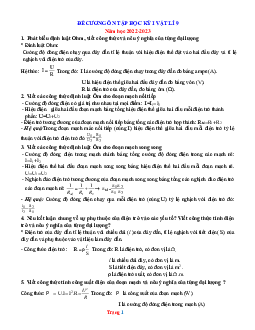 Đề cương ôn tập học kỳ I vật lý 9 năm 2022-2023