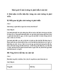 Giải Sinh học 11 Bài 19: Khái quát về sinh trưởng và phát triển ở sinh vật | Kết nối tri thức