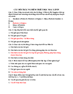 Câu hỏi trắc nghiệm có đáp án học phần Triết học Mac-Lênin