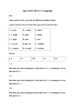 Giải Tiếng Anh 6 Review 2: Language | Global Success