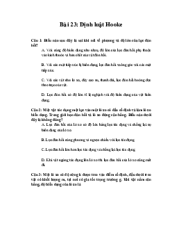 Trắc nghiệm Vật lí 10 Bài 23: Định luật Hooke | Chân trời sáng tạo