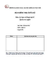 Bài kiểm tra giữa kì - Lý luận và Pháp luật về quyền con người
