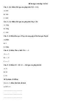 Đề ôn tập ở nhà lớp 3 số 42 có đáp án - (Ngày 18/4)