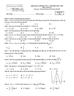 Đề cuối kỳ 1 Toán 12 năm 2022 – 2023 trường THPT chuyên Hạ Long – Quảng Ninh