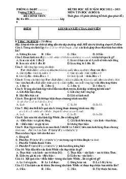 Đề thi học kì 2 môn Tin học lớp 8 năm 2022 - 2023 - Đề 1
