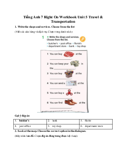 Tiếng Anh 7 Right On Workbook Unit 5 Travel & Transportation