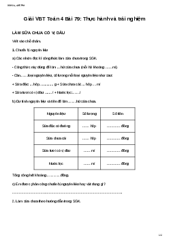 Vở bài tập Toán lớp 4 Bài 79: Thực hành và trải nghiệm Chân trời sáng tạo