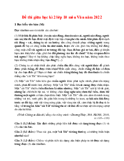 Đề thi giữa học kì 2 lớp 12 môn Văn năm 2022 Đề 8