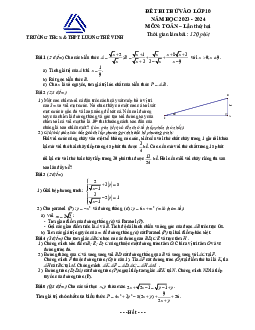 Đề thi thử Toán vào lớp 10 lần 2 năm 2023 – 2024 trường Lương Thế Vinh – Hà Nội